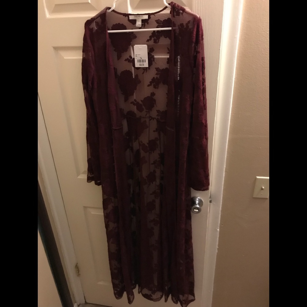 Gorgeous long length floral lace red wine dress !